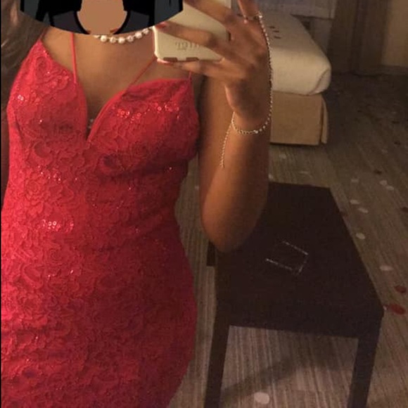 Red floor length prom dress - Picture 3 of 3